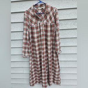 L.L. Bean Flannel Plaid Nightgown Size L